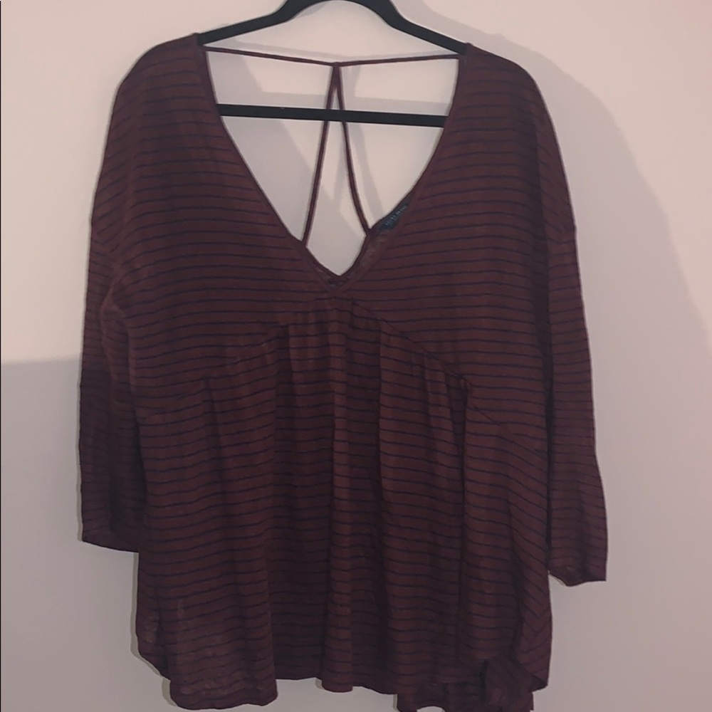 Red and navy stipe shirt